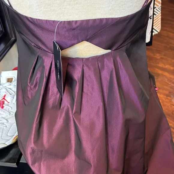 Max & Cleo Strapless Burgundy Party Dress with Bow Detail - Picture 5 of 13